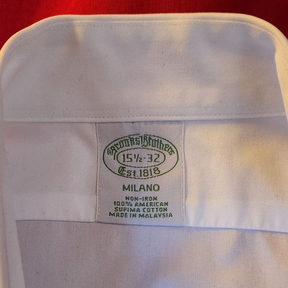 Brooks Brothers men's white long sleeve dress shirt. 15.5" collar, 32" sleeve